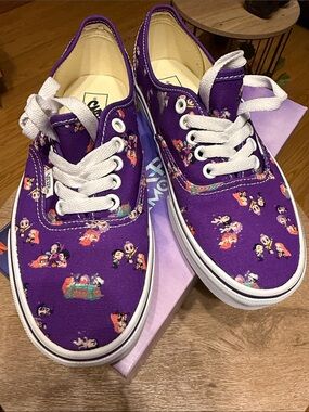 Vans  Purple Canvas Lace-Up Sneakers with Cartoon Character Print